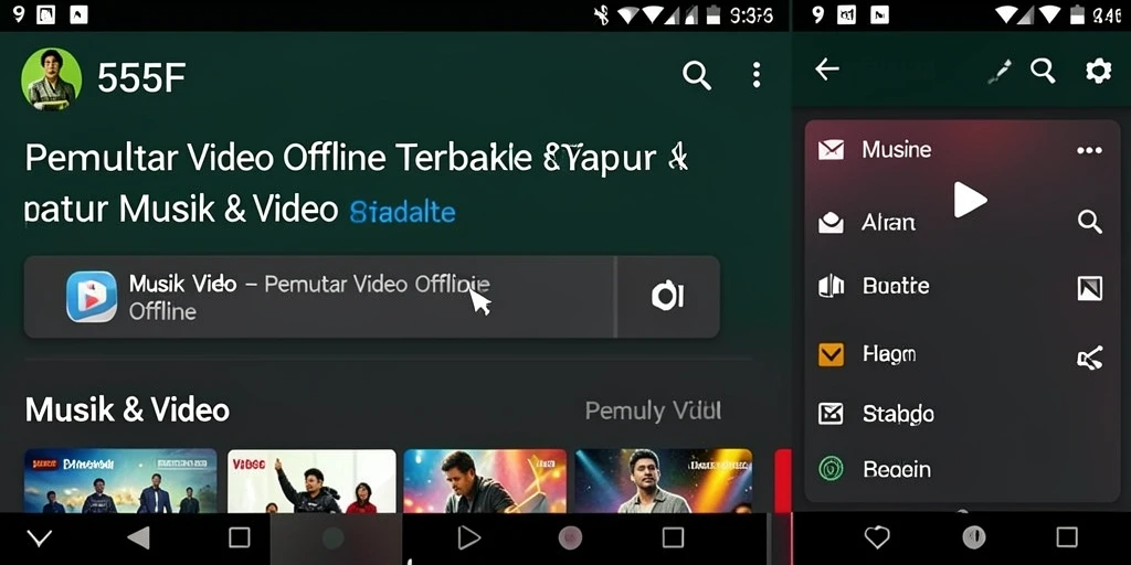Antarmuka aplikasi Pemutar Video Offline 555F dengan fitur intuitif dan menarik.