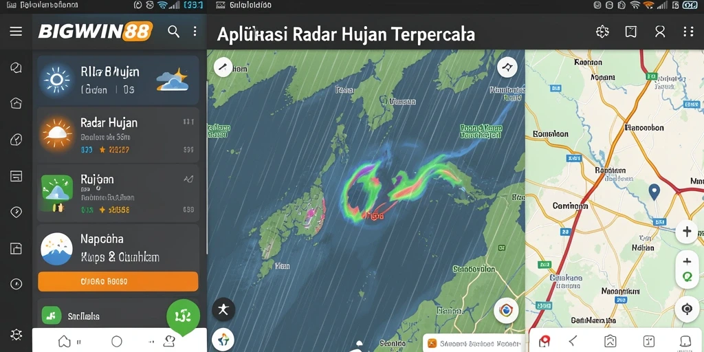 Antarmuka aplikasi BIGWIN88 menampilkan radar hujan secara real-time.