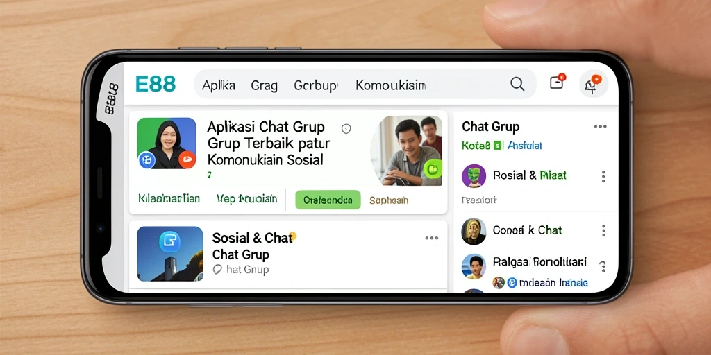 Tampilan antarmuka E88 yang menarik dan fungsional untuk chatting grup.