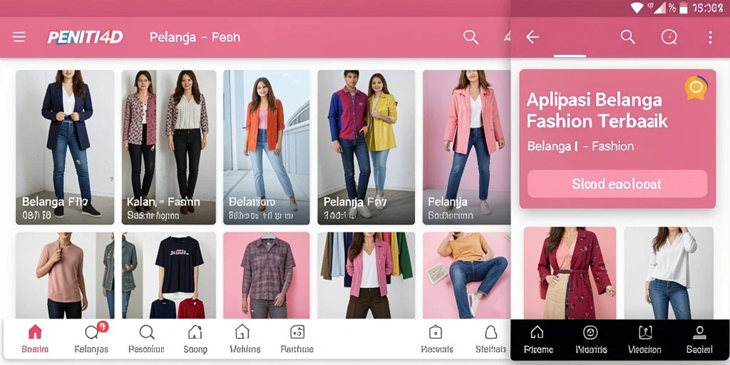 Antarmuka PENITI4D yang elegan dan mudah digunakan untuk berbelanja fashion.