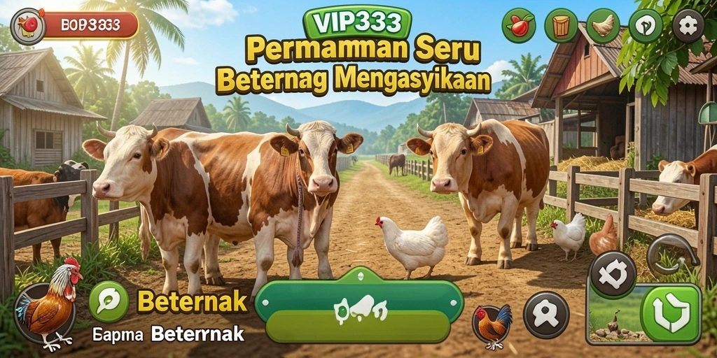 Tampilan antarmuka <strong>VIP333</strong> menampilkan aktivitas beternak yang menarik.
